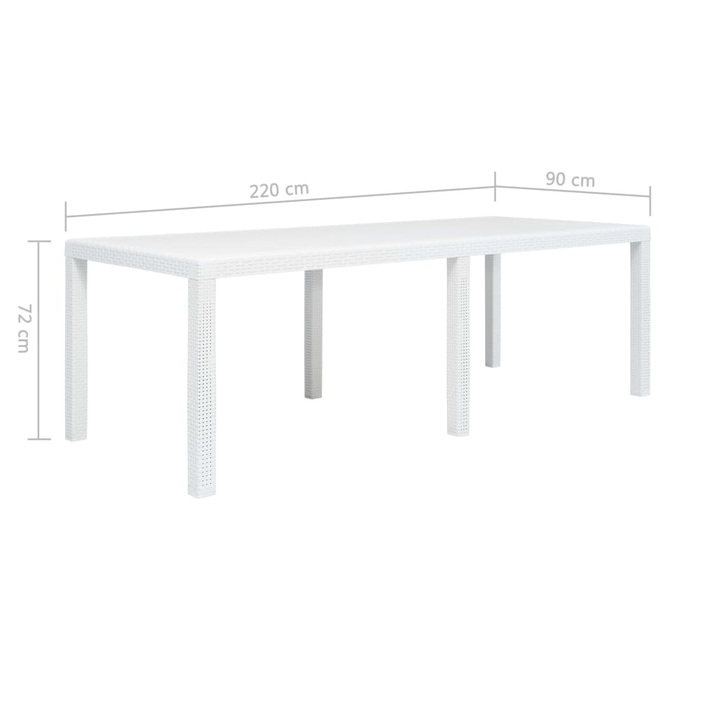 vidaXL Tuintafel 220x90x72 cm rattan-look kunststof wit