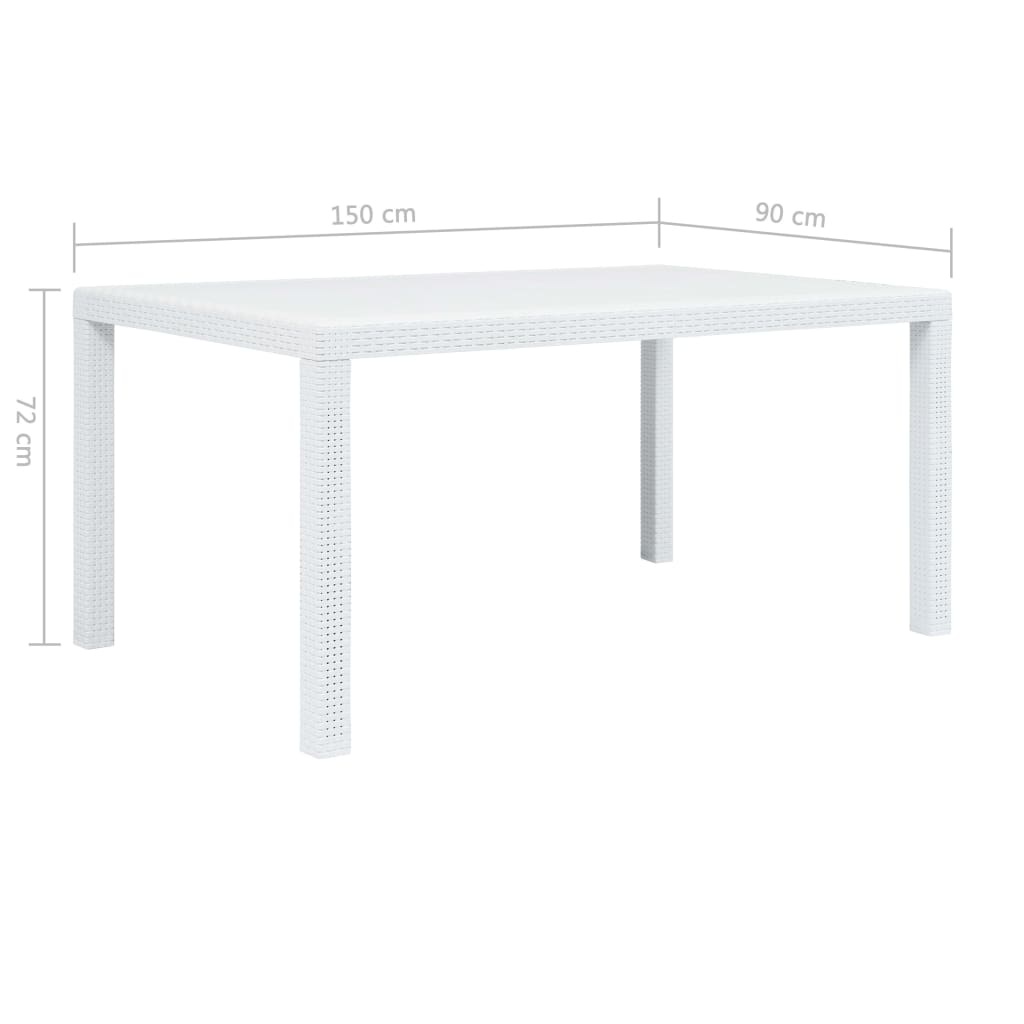 vidaXL Tuintafel 150x90x72 cm rattan-look kunststof wit