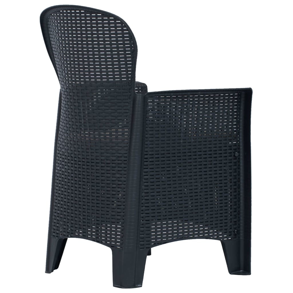 VidaXL Tuinstoelen 2 st met kussen rattan-look kunststof antraciet