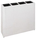 vidaXL Plantenbak verhoogd met 4 potten poly rattan wit