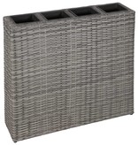 vidaXL Plantenbak verhoogd met 4 potten poly rattan grijs