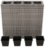 vidaXL Plantenbak verhoogd met 4 potten poly rattan grijs