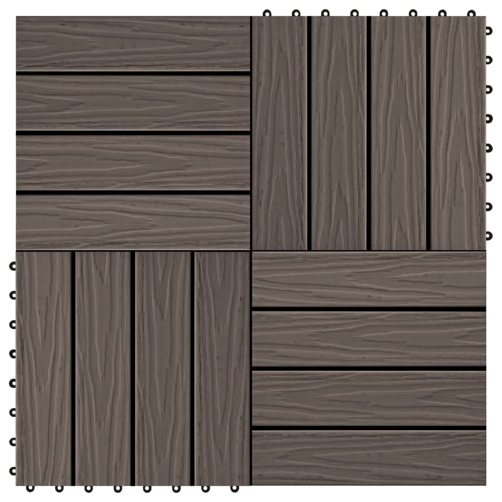 VidaXL Terrastegels diep reliëf 30x30 cm 1 m² HKC donkerbruin 11 st