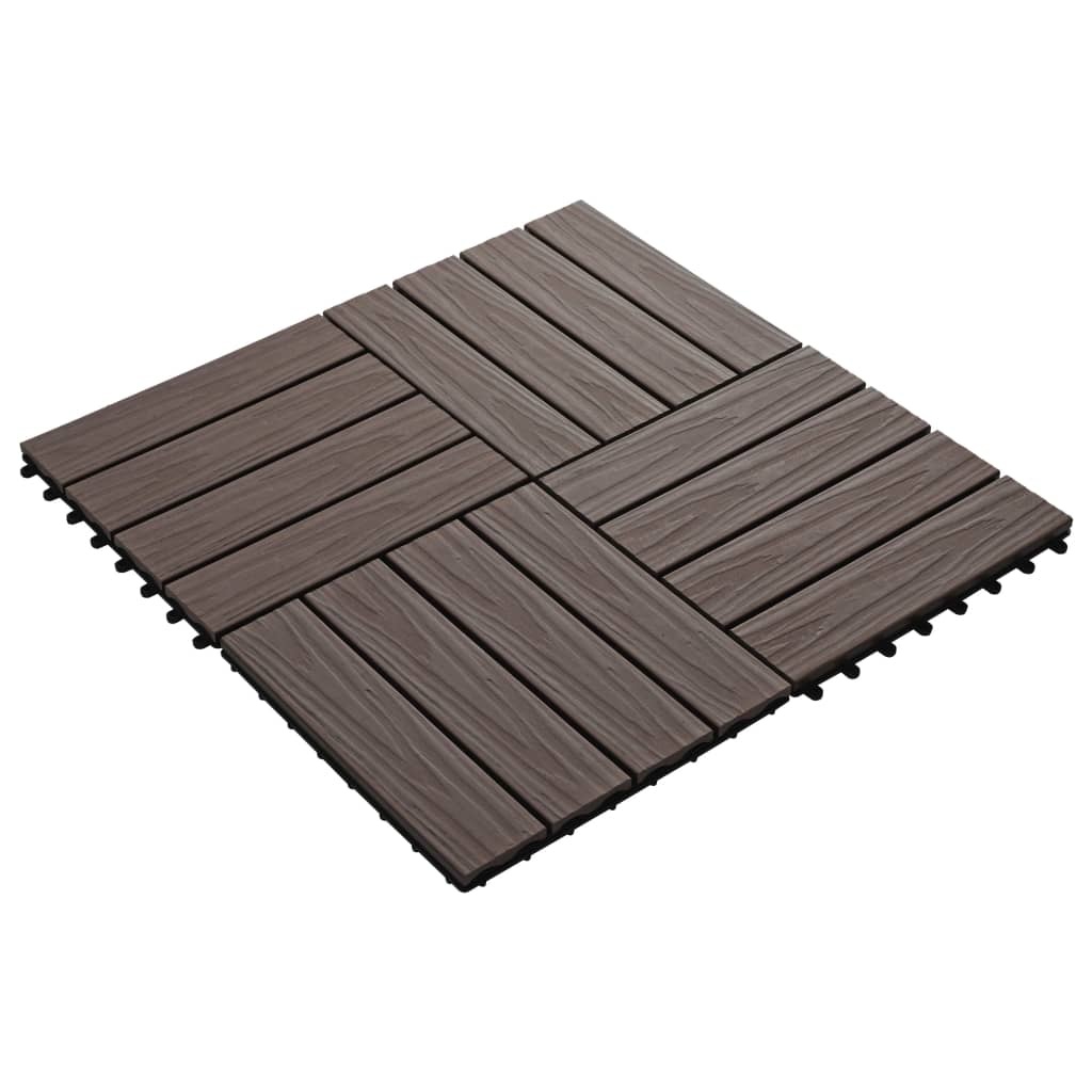 VidaXL Terrastegels diep reliëf 30x30 cm 1 m² HKC donkerbruin 11 st