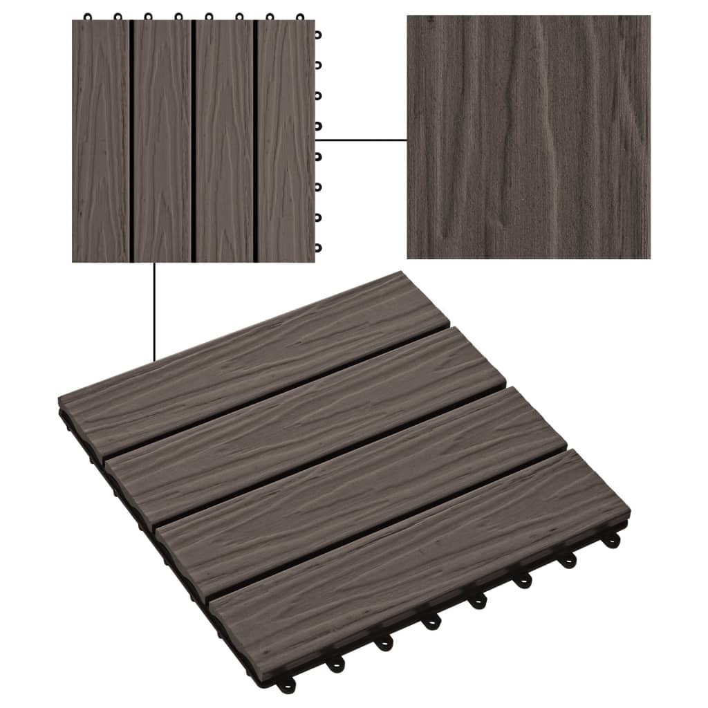 VidaXL Terrastegels diep reliëf 30x30 cm 1 m² HKC donkerbruin 11 st
