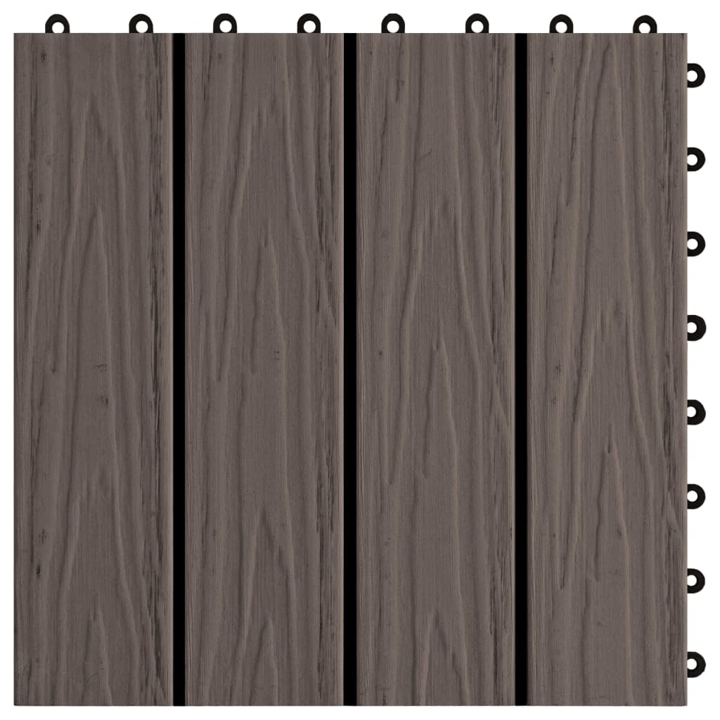 VidaXL Terrastegels diep reliëf 30x30 cm 1 m² HKC donkerbruin 11 st