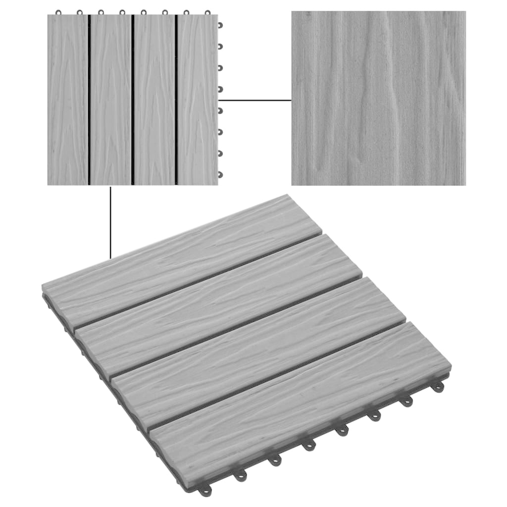 vidaXL Terrastegels diep reliëf 30x30 cm 1 m² HKC grijs 11 st