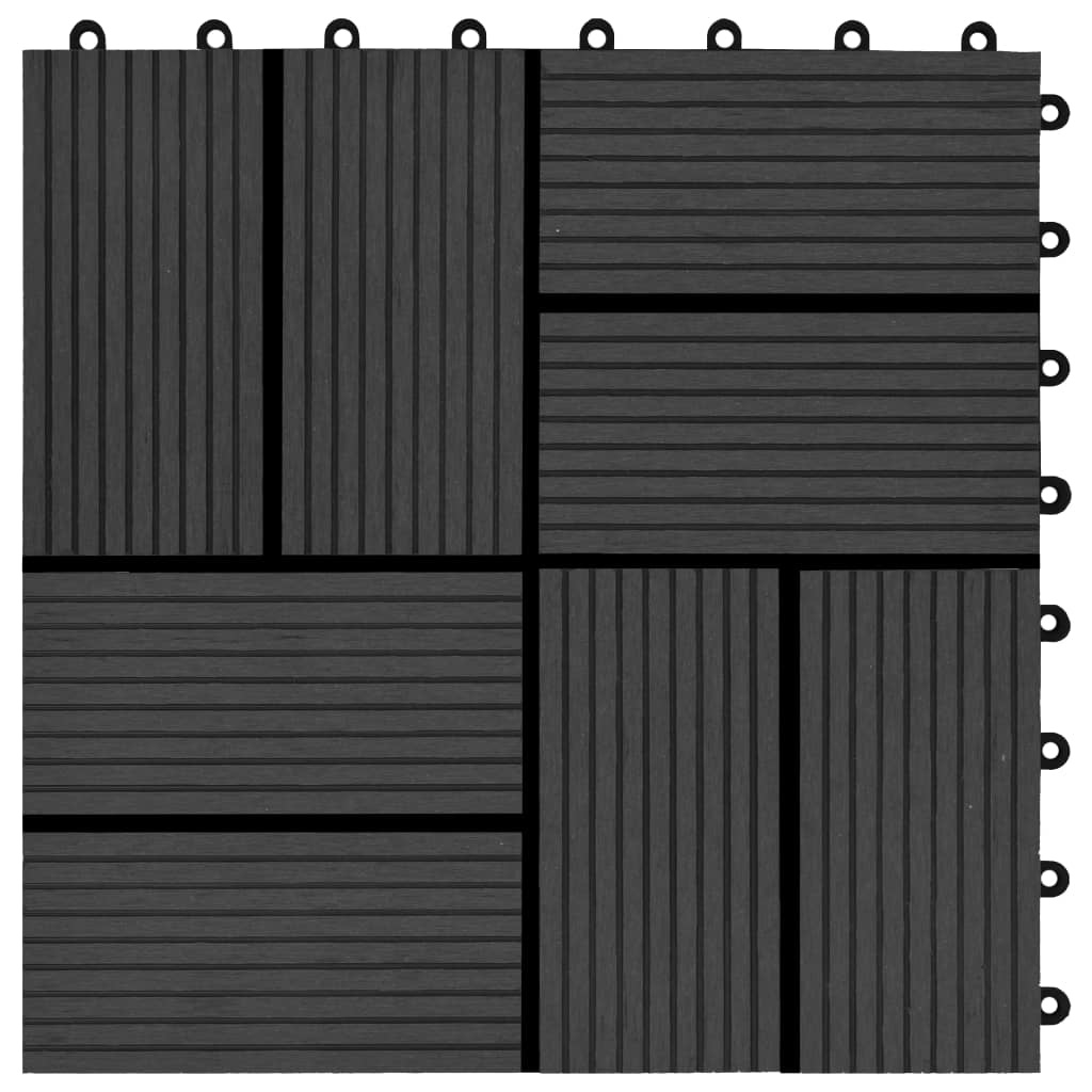 vidaXL Terrastegels 30x30 cm 1 m² HKC zwart 11 st