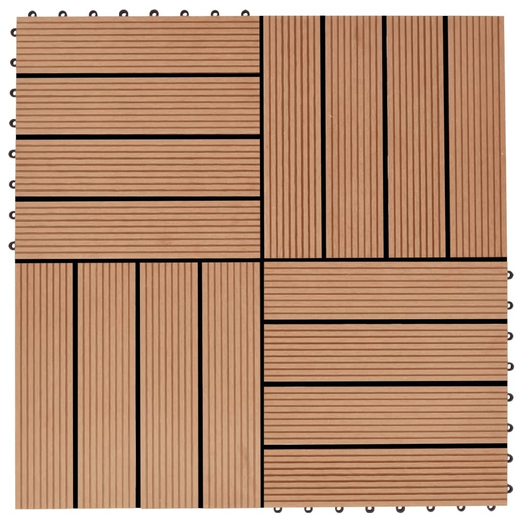 vidaXL Terrastegels 30x30 cm 1 m² HKC teakkleur 11 st