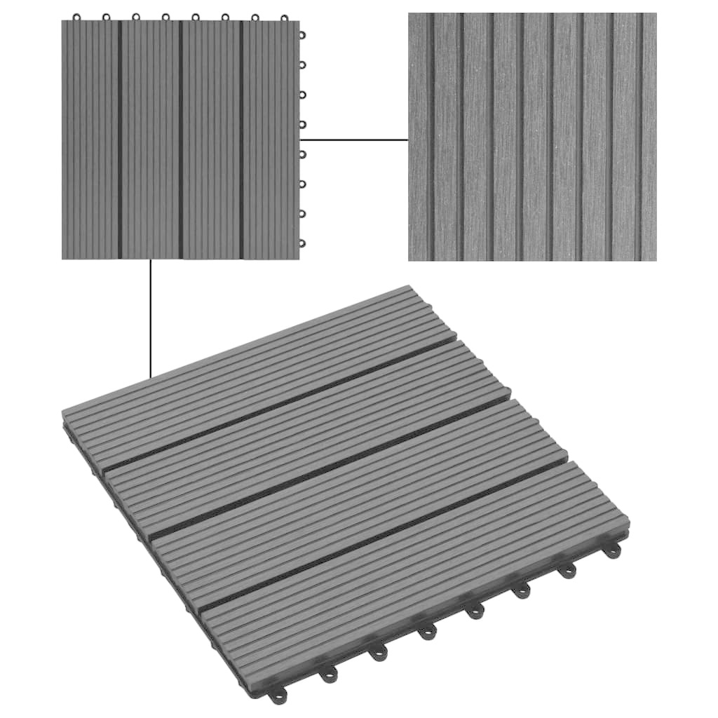 vidaXL Terrastegels 30x30 cm 1 m² HKC zwart 11 st