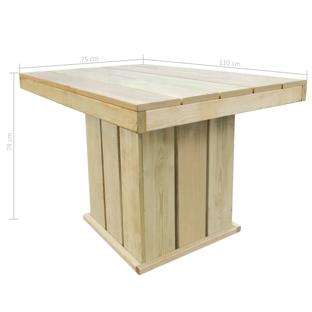 vidaXL Tuintafel 110x75x74 cm FSC geïmpregneerd grenenhout