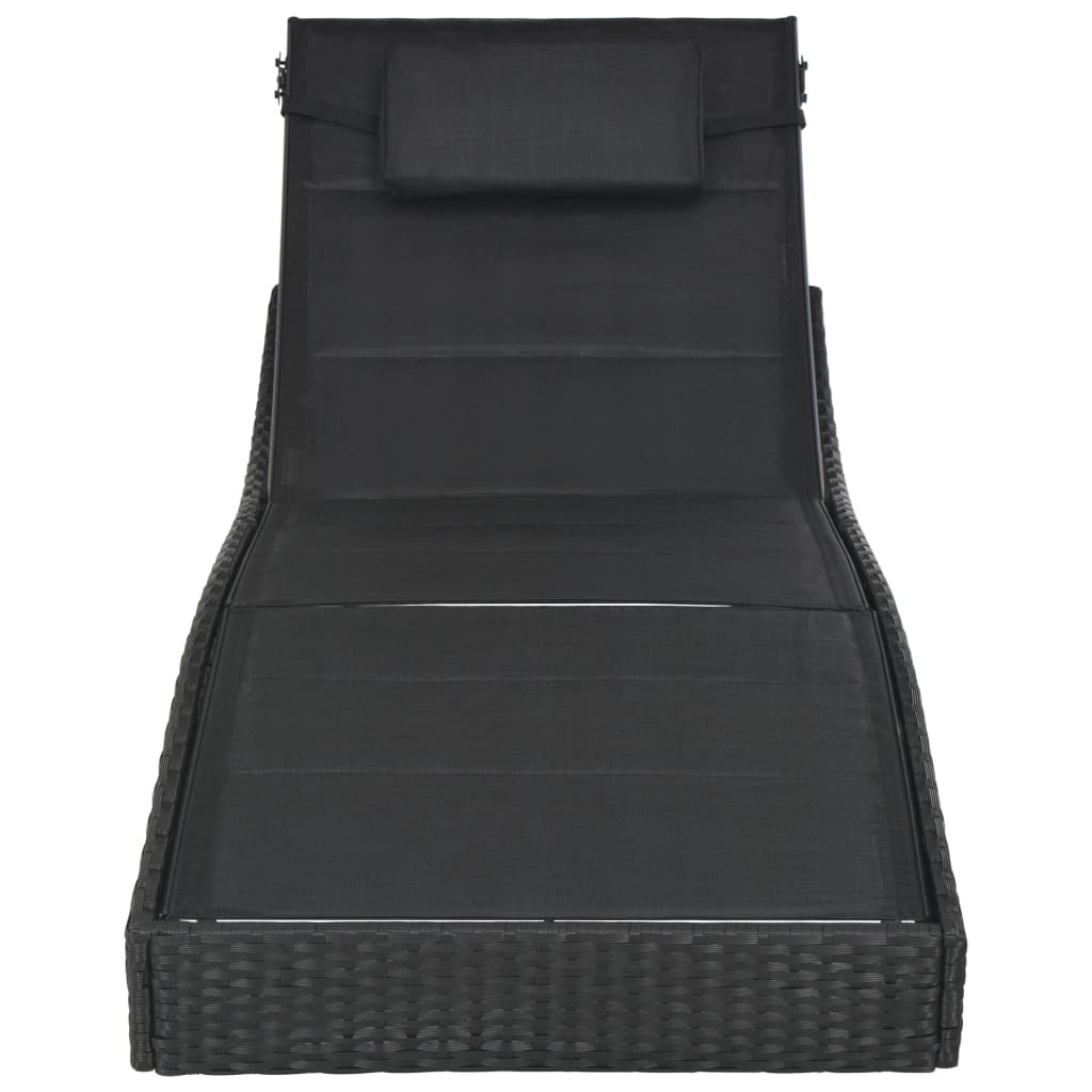 VidaXL Ligbed poly rattan en textileen zwart