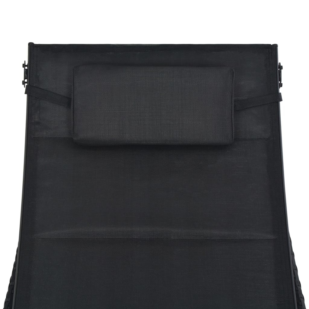 VidaXL Ligbed poly rattan en textileen zwart