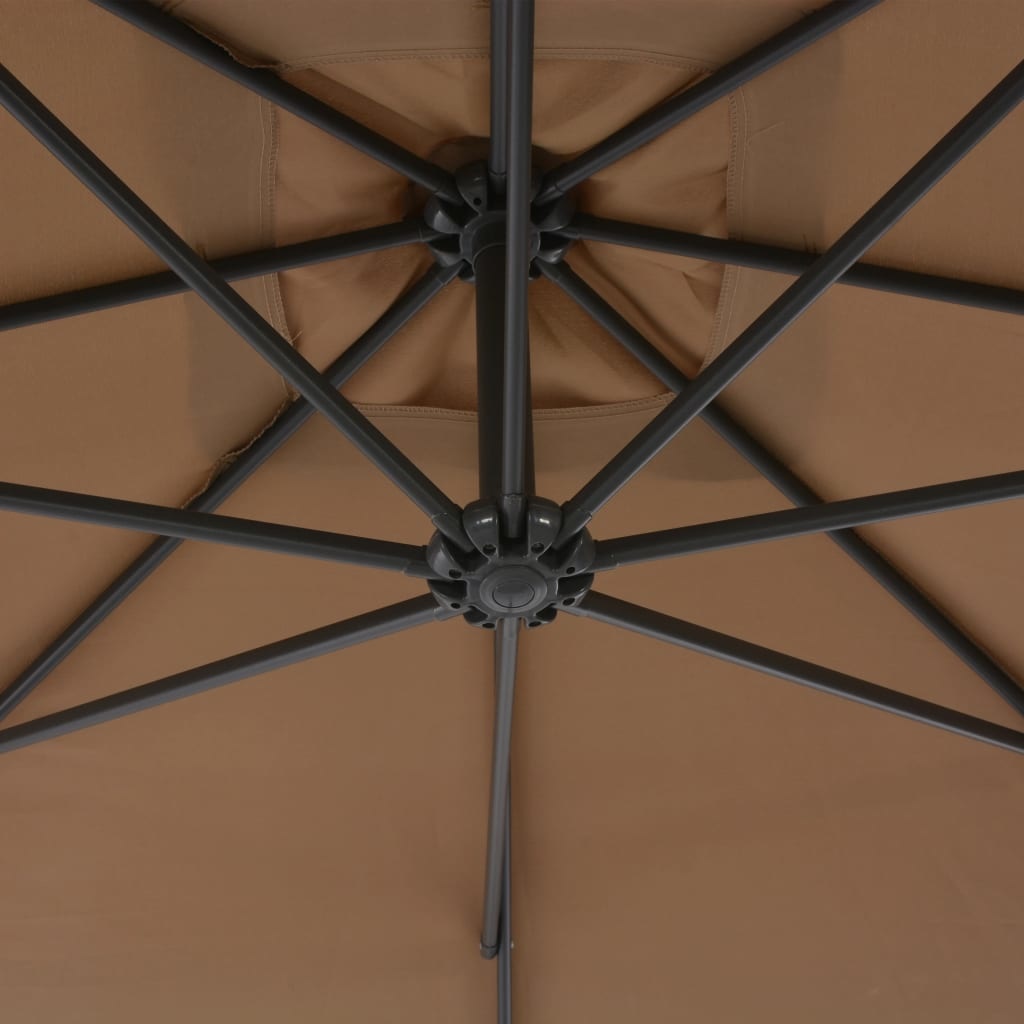 VidaXL Zweefparasol met stalen paal 300 cm taupe
