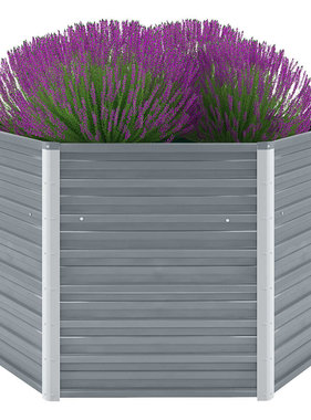 vidaXL Plantenbak verhoogd 129x129x77 cm gegalvaniseerd staal grijs