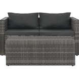 vidaXL Loungeset met kussens 6-delig poly rattan grijs