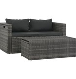 vidaXL Loungeset met kussens 6-delig poly rattan grijs