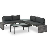 vidaXL Loungeset met kussens 3-delig poly rattan grijs