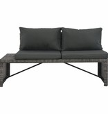 vidaXL Loungeset met kussens 3-delig poly rattan grijs