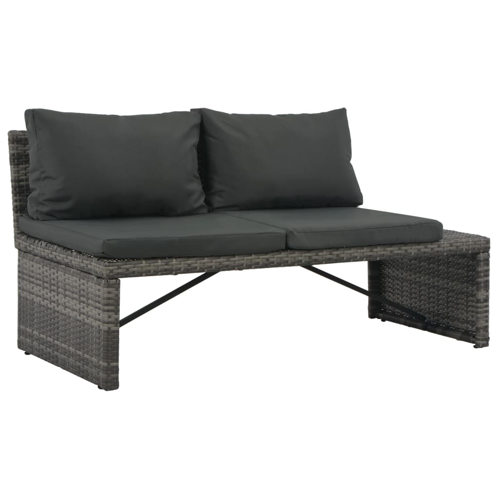 vidaXL Loungeset met kussens 3-delig poly rattan grijs