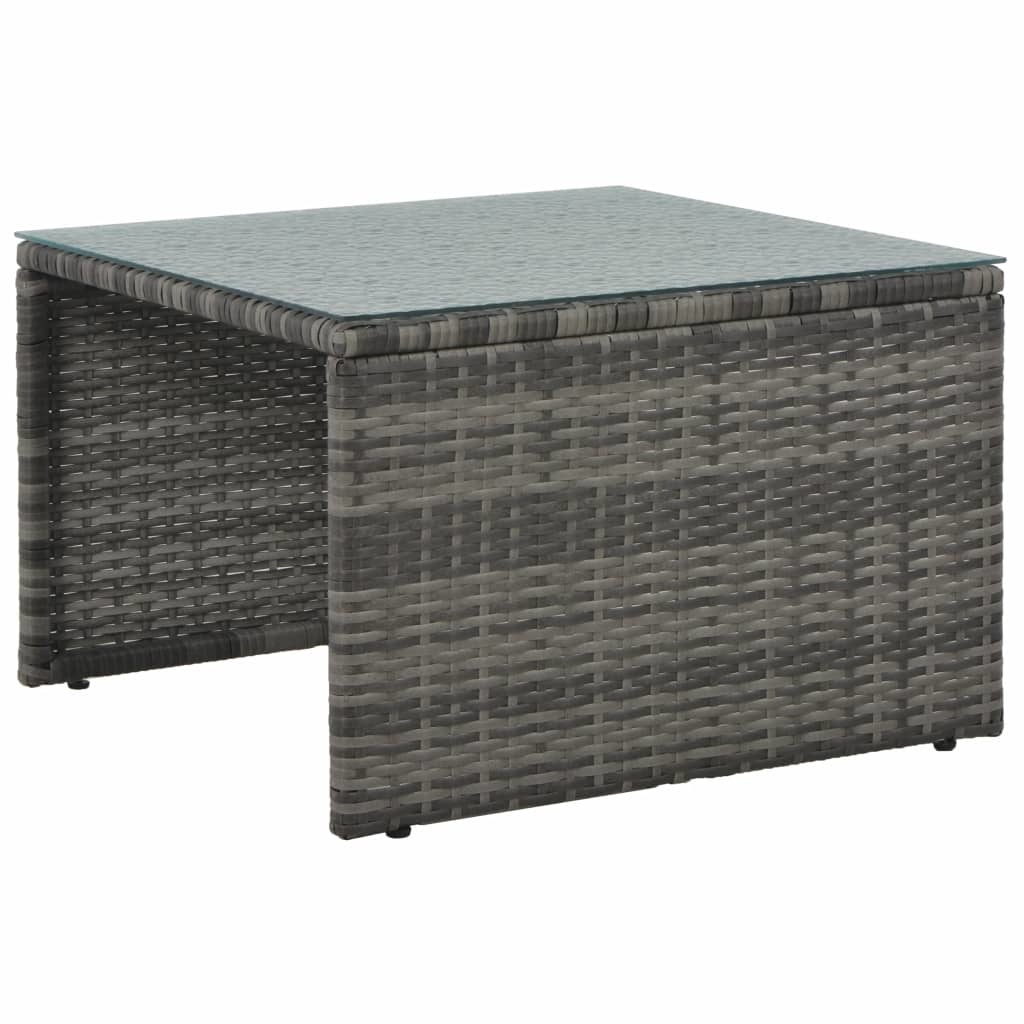 vidaXL Loungeset met kussens 3-delig poly rattan grijs