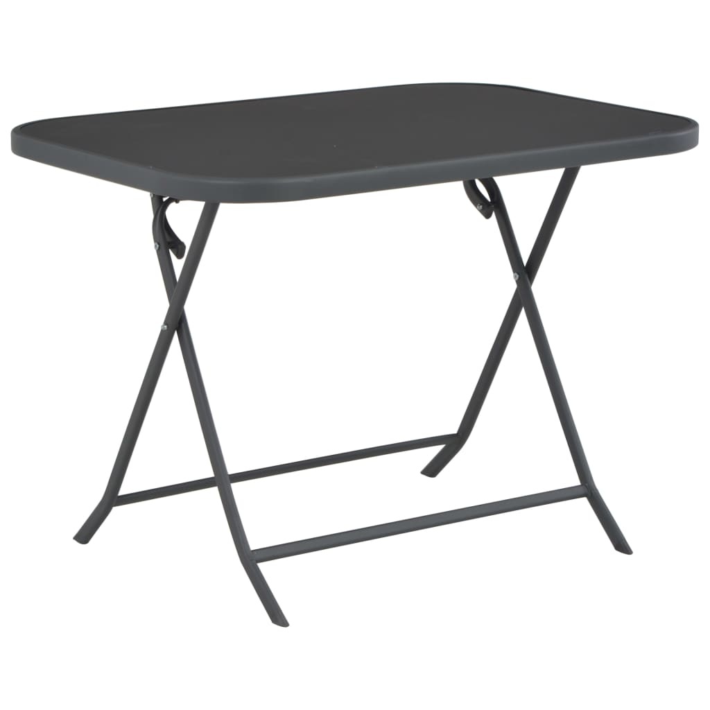 vidaXL Tuintafel inklapbaar 100x75x72 cm glas en staal grijs