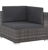 vidaXL 6-delige Loungeset met kussens poly rattan grijs