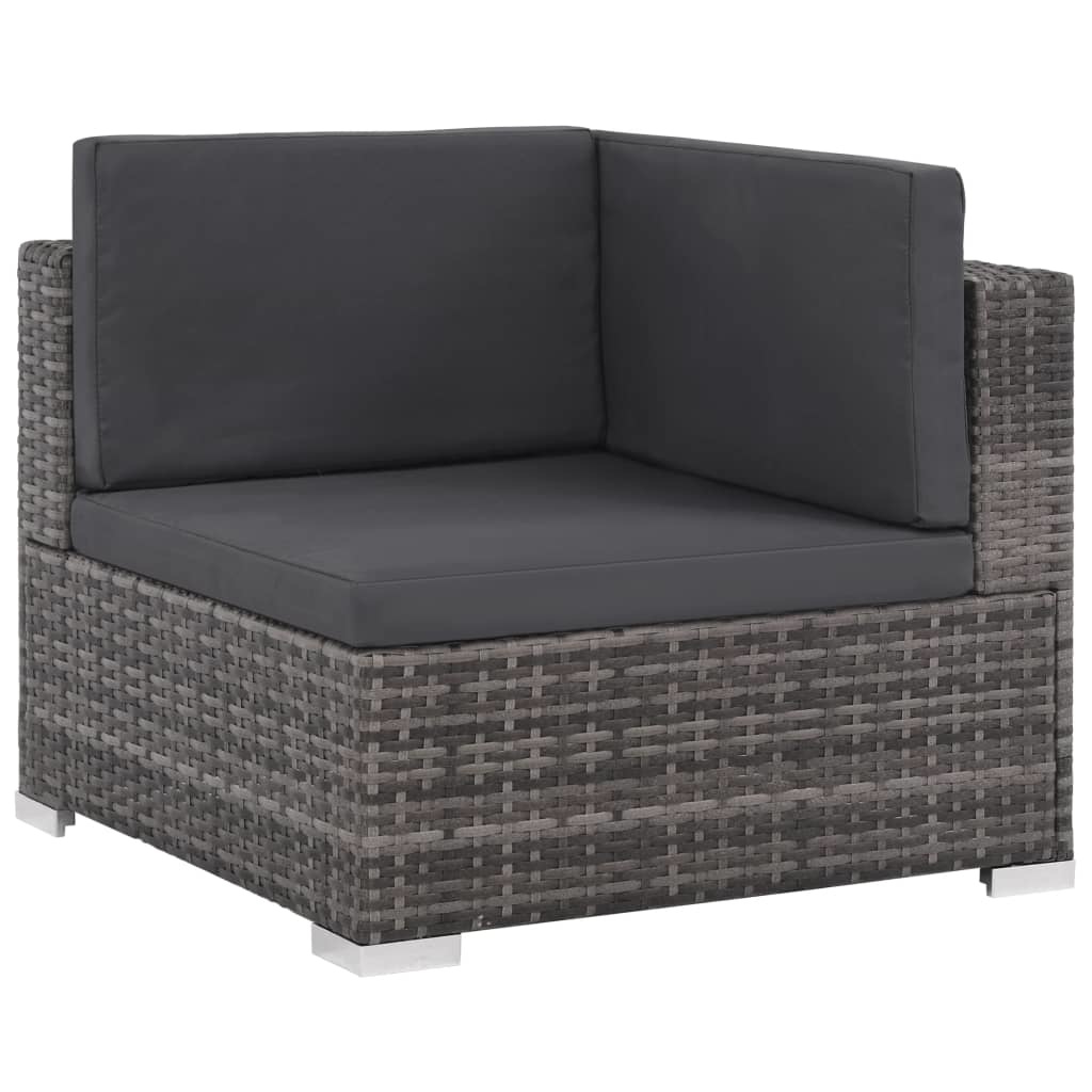 vidaXL 6-delige Loungeset met kussens poly rattan grijs