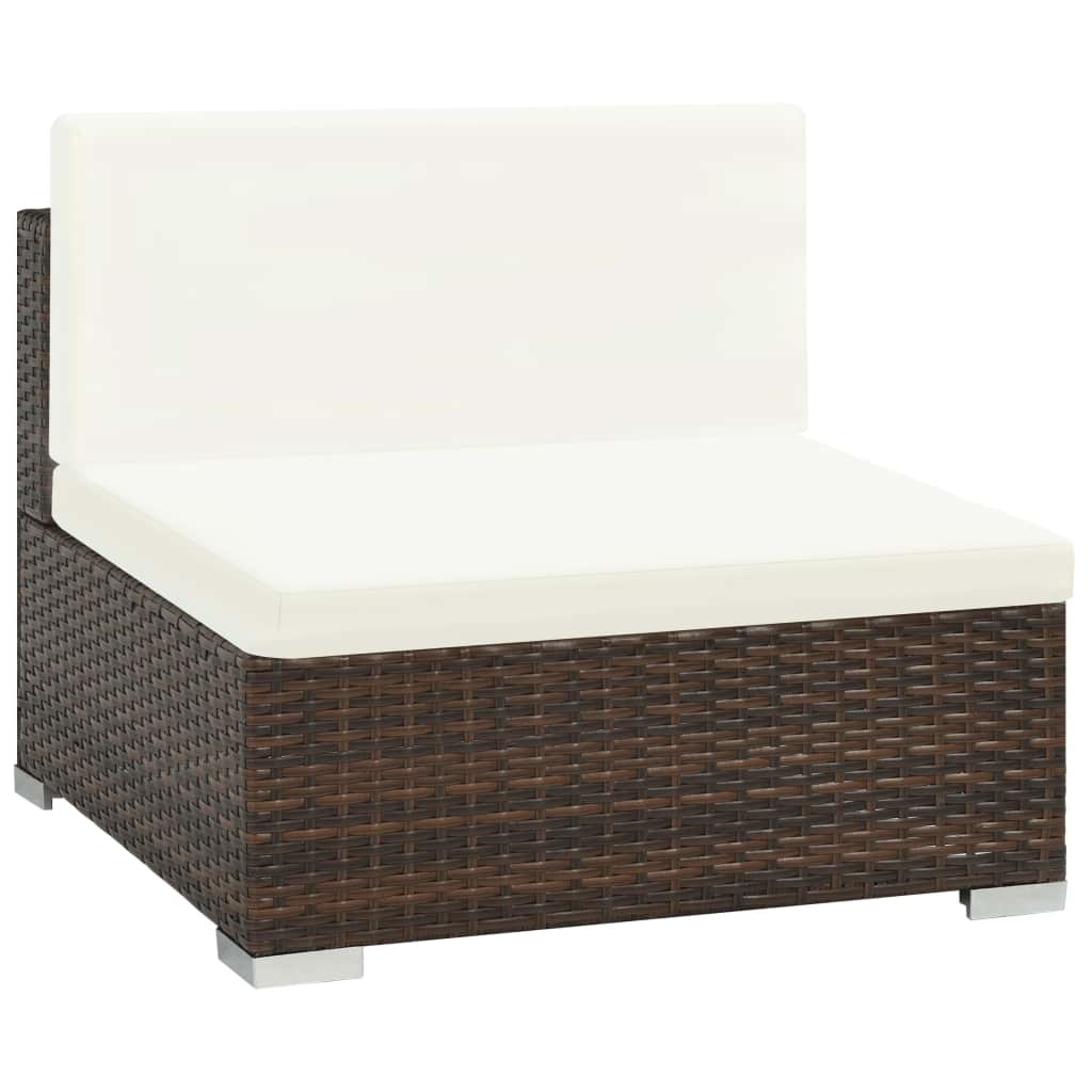 VidaXL 6-delige Loungeset met kussens poly rattan bruin