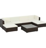 vidaXL 7-delige Loungeset met kussens poly rattan bruin