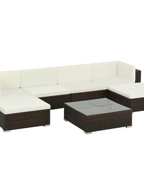 vidaXL 7-delige Loungeset met kussens poly rattan bruin