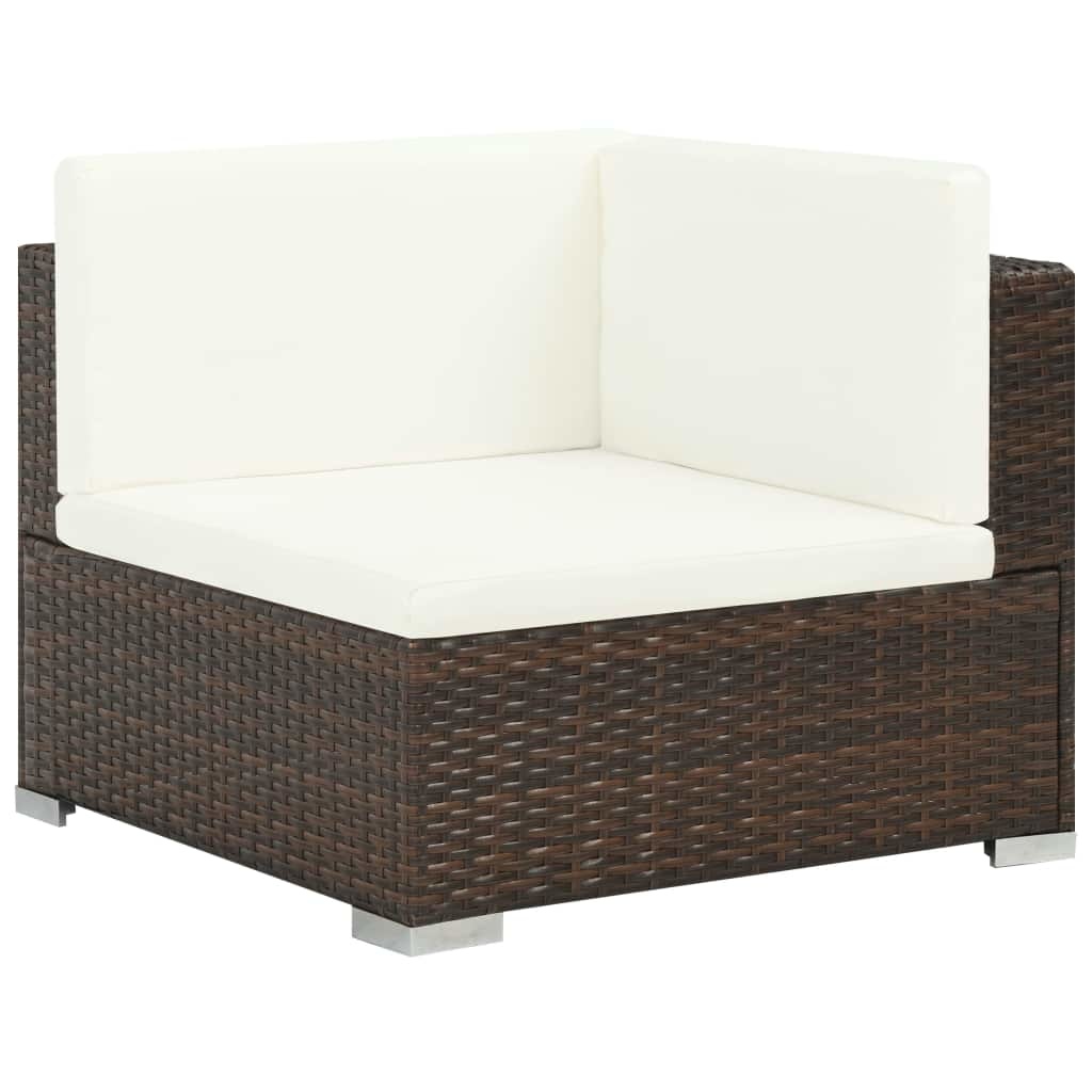 vidaXL 7-delige Loungeset met kussens poly rattan bruin