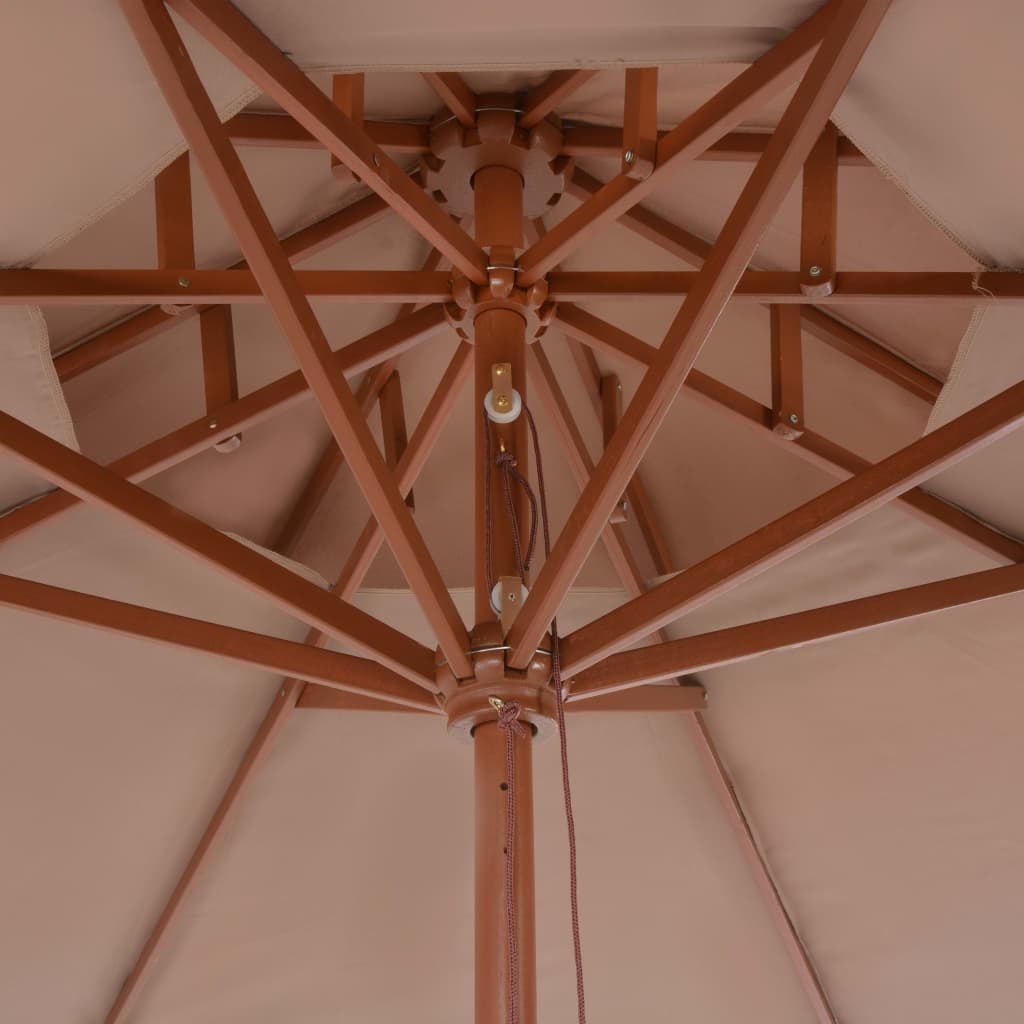 VidaXL Parasol dubbeldekker met houten paal 270 cm taupe
