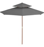 VidaXL Parasol dubbeldekker met houten paal 270 cm antraciet