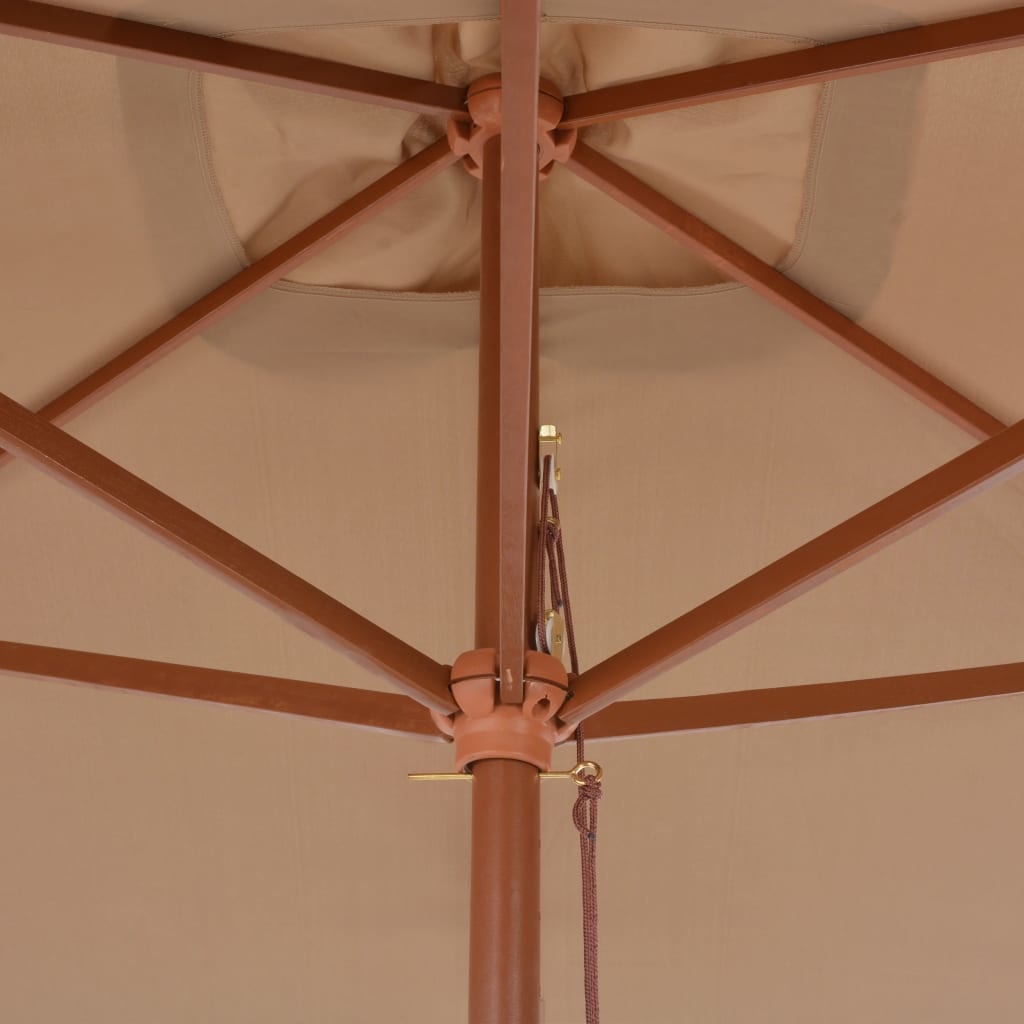 VidaXL Parasol met houten paal 200x300 cm taupe
