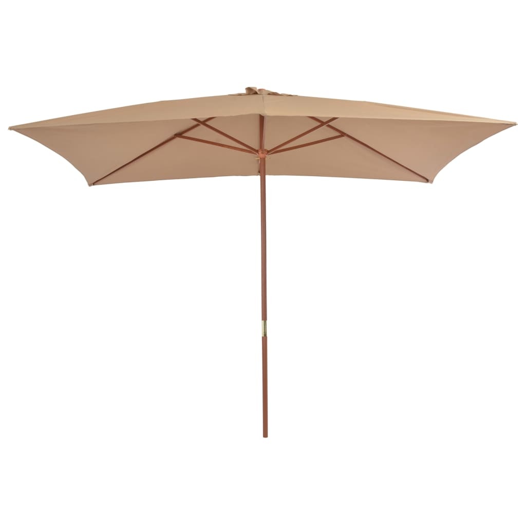 VidaXL Parasol met houten paal 200x300 cm taupe