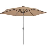 VidaXL Parasol met LED-verlichting en stalen paal 300 cm taupe