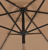 VidaXL Parasol met LED-verlichting en stalen paal 300 cm taupe