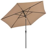 VidaXL Parasol met LED-verlichting en stalen paal 300 cm taupe
