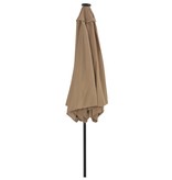 VidaXL Parasol met LED-verlichting en stalen paal 300 cm taupe