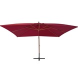 VidaXL Zweefparasol met houten paal 400x300 cm bordeauxrood