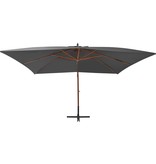 VidaXL Zweefparasol met houten paal 400x300 cm antraciet