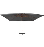 vidaXL Zweefparasol met houten paal 400x300 cm antraciet