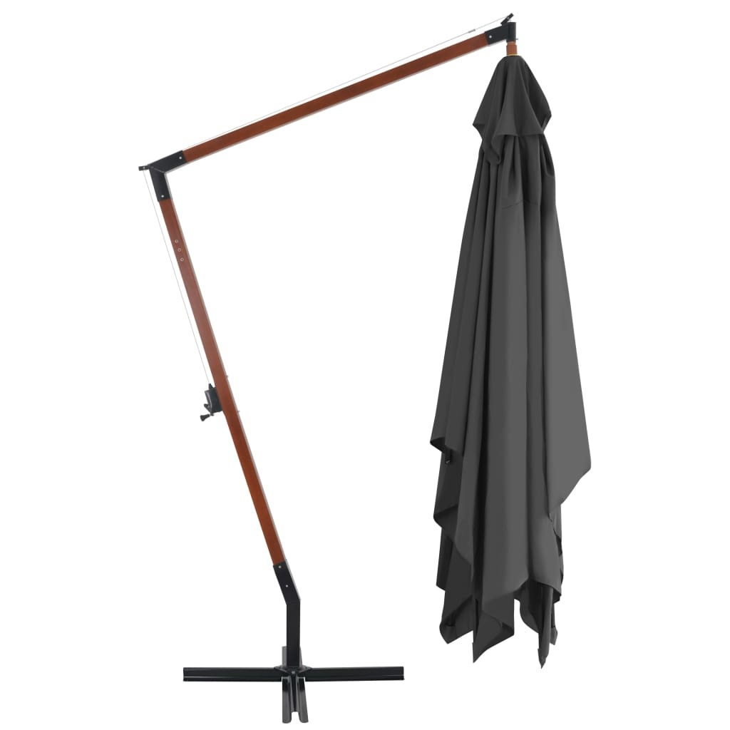 VidaXL Zweefparasol met houten paal 400x300 cm antraciet