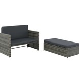 vidaXL 2-delige Loungeset met kussens poly rattan grijs