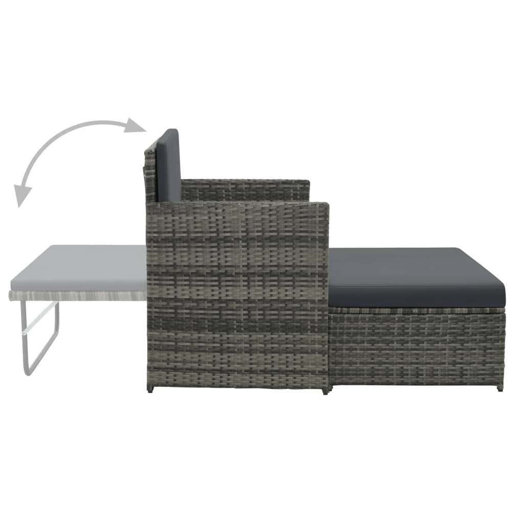 vidaXL 2-delige Loungeset met kussens poly rattan grijs