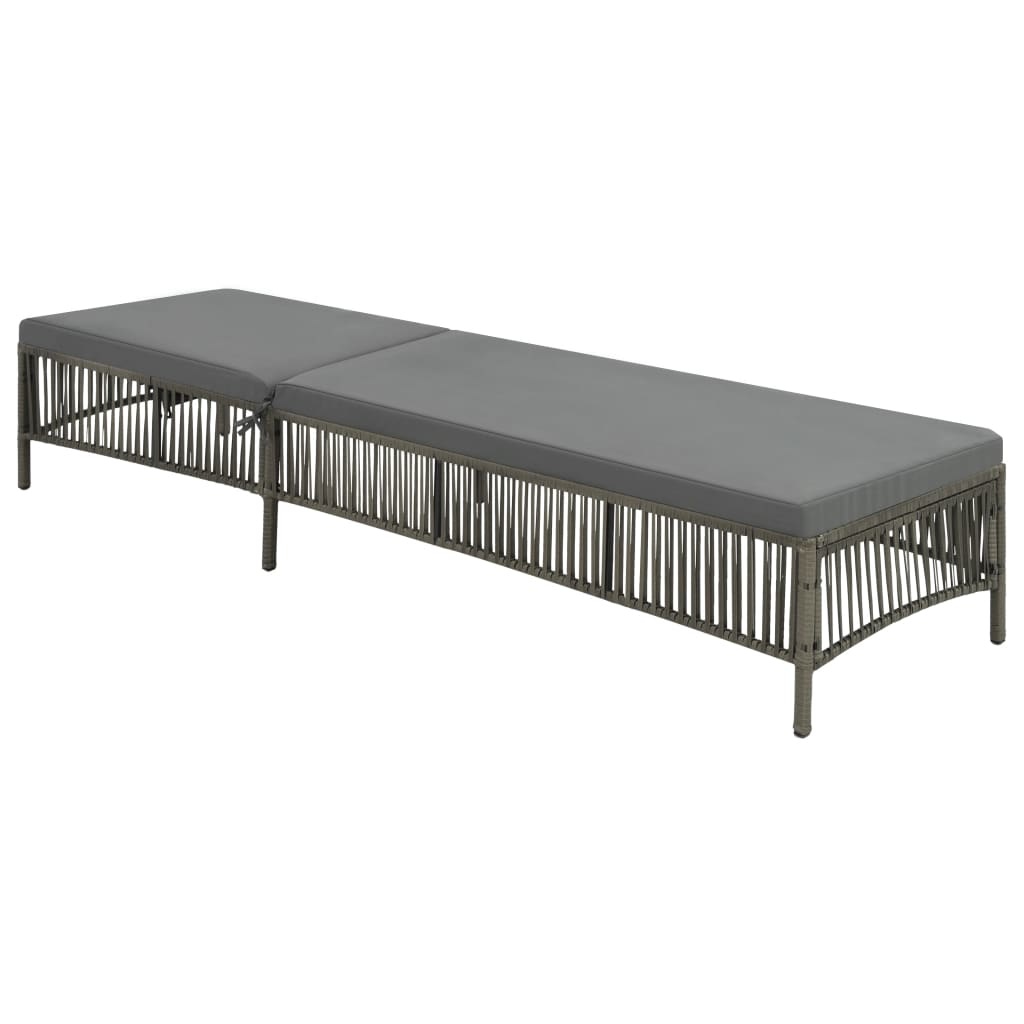 VidaXL Ligbed met kussen poly rattan grijs