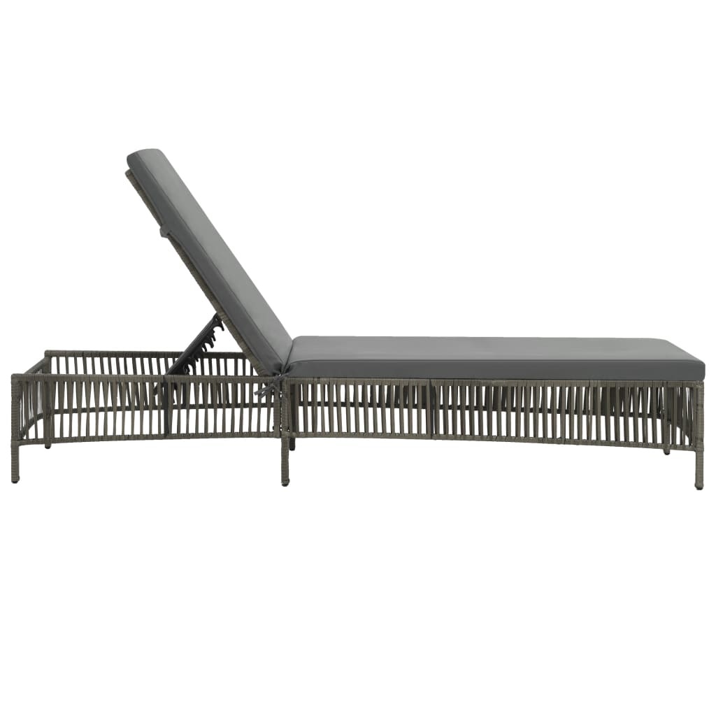 VidaXL Ligbed met kussen poly rattan grijs