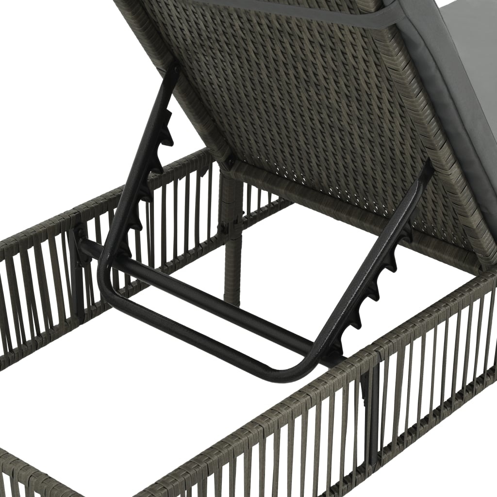 VidaXL Ligbed met kussen poly rattan grijs