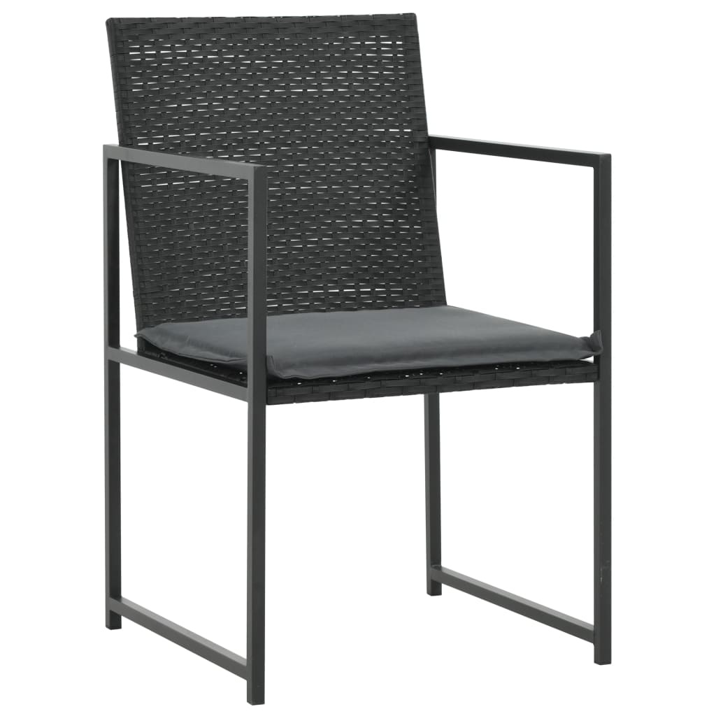 VidaXL 7-delige Tuinset met kussens poly rattan zwart